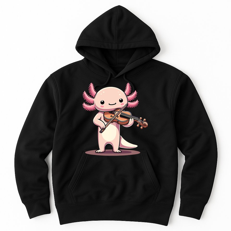 Cute Axolotl Playing Violin For Violinist Musical Orchestra Hoodie