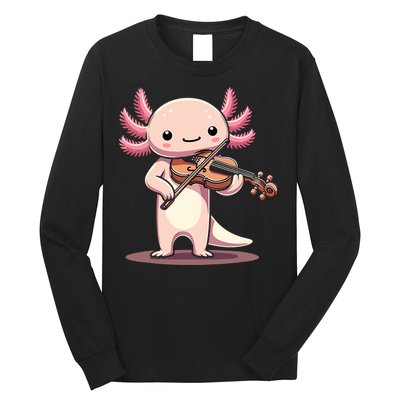 Cute Axolotl Playing Violin For Violinist Musical Orchestra Long Sleeve Shirt