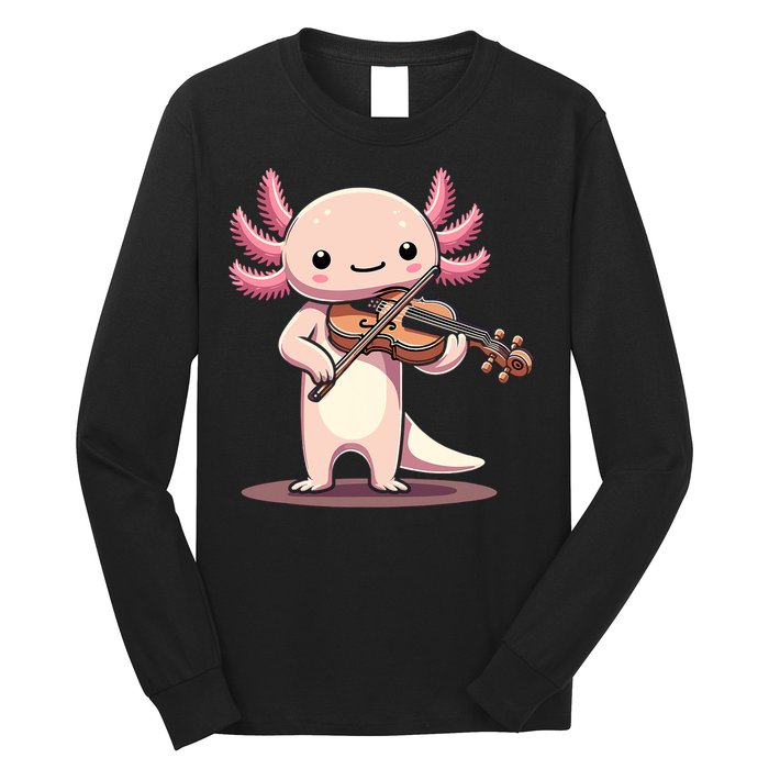 Cute Axolotl Playing Violin For Violinist Musical Orchestra Long Sleeve Shirt