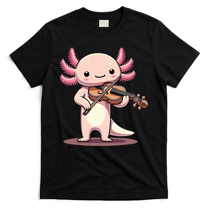 Cute Axolotl Playing Violin For Violinist Musical Orchestra T-Shirt