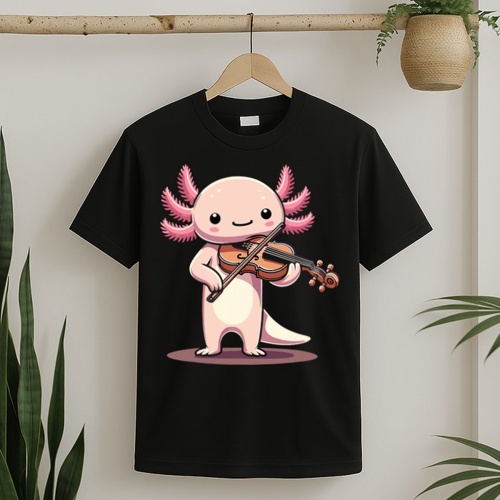Cute Axolotl Playing Violin For Violinist Musical Orchestra T-Shirt