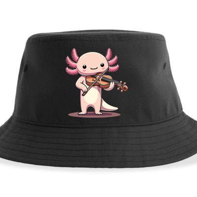 Cute Axolotl Playing Violin For Violinist Musical Orchestra Sustainable Bucket Hat