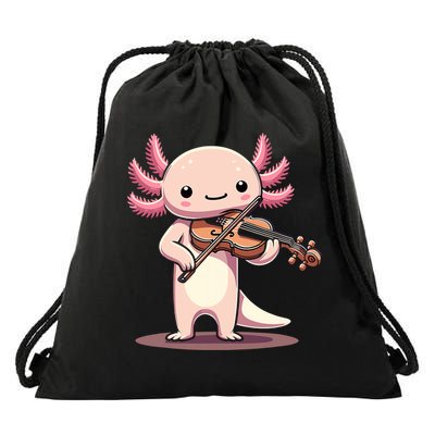 Cute Axolotl Playing Violin For Violinist Musical Orchestra Drawstring Bag
