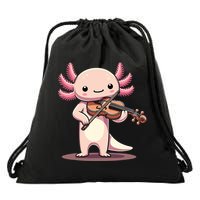 Cute Axolotl Playing Violin For Violinist Musical Orchestra Drawstring Bag