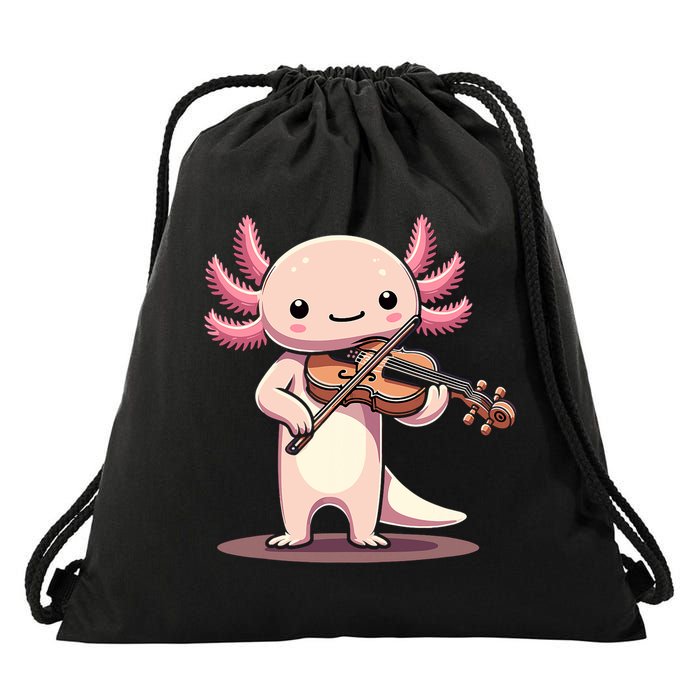 Cute Axolotl Playing Violin For Violinist Musical Orchestra Drawstring Bag