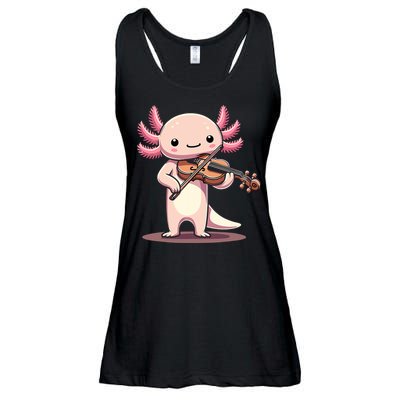 Cute Axolotl Playing Violin For Violinist Musical Orchestra Ladies Essential Flowy Tank