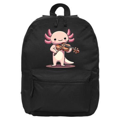 Cute Axolotl Playing Violin For Violinist Musical Orchestra 16 in Basic Backpack