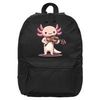 Cute Axolotl Playing Violin For Violinist Musical Orchestra 16 in Basic Backpack