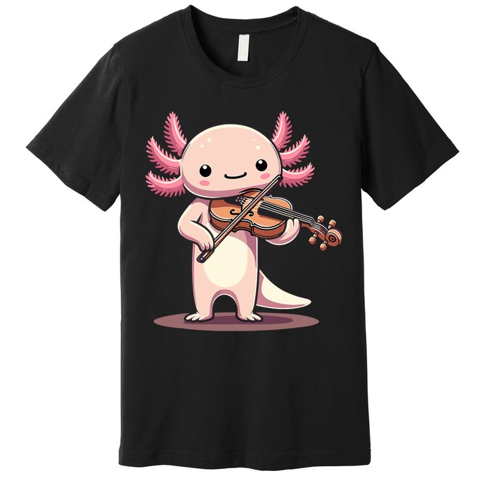 Cute Axolotl Playing Violin For Violinist Musical Orchestra Premium T-Shirt