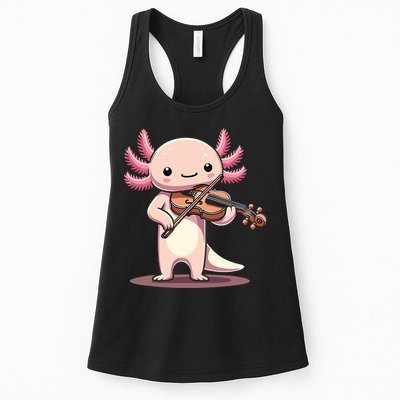 Cute Axolotl Playing Violin For Violinist Musical Orchestra Womens Tank Top