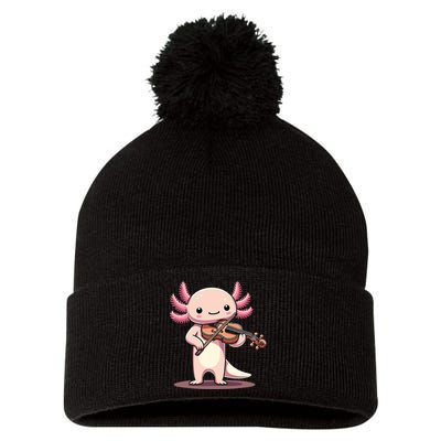 Cute Axolotl Playing Violin For Violinist Musical Orchestra Pom Pom 12in Knit Beanie