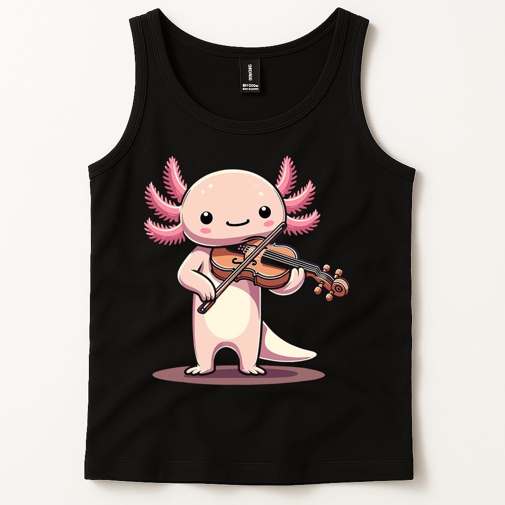Cute Axolotl Playing Violin For Violinist Musical Orchestra Tank Top
