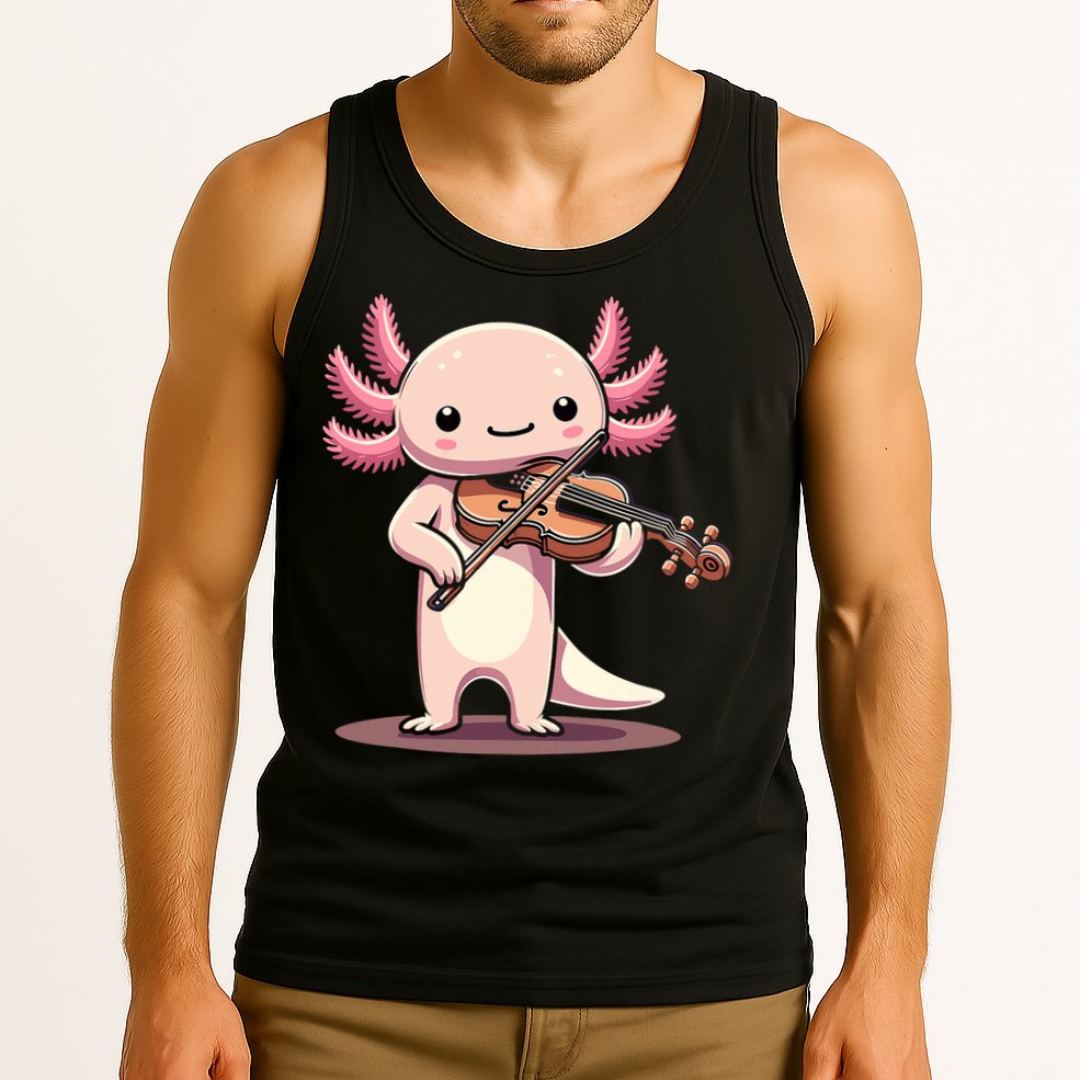Cute Axolotl Playing Violin For Violinist Musical Orchestra Tank Top