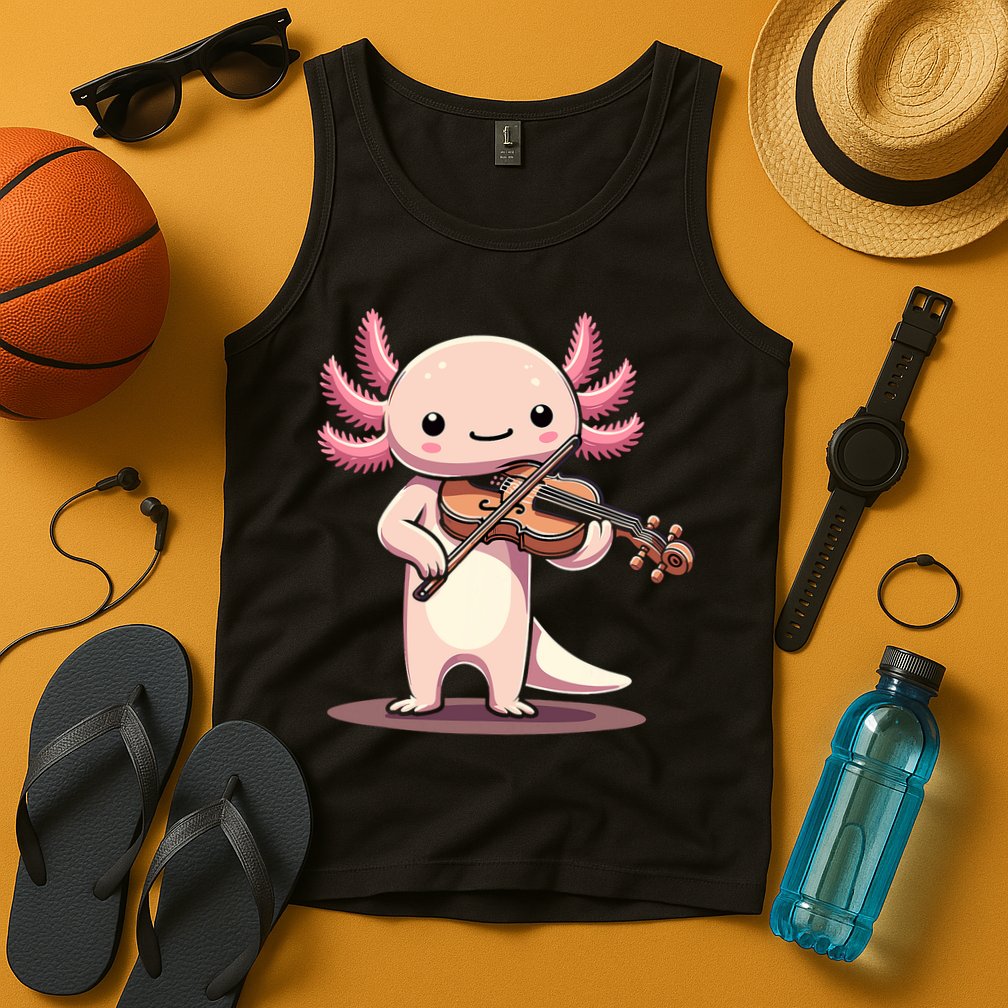 Cute Axolotl Playing Violin For Violinist Musical Orchestra Tank Top