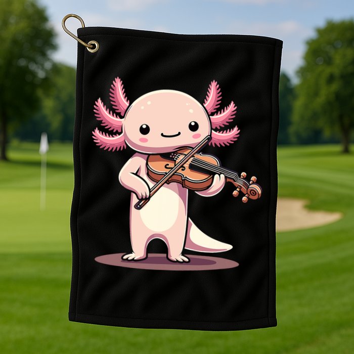 Cute Axolotl Playing Violin For Violinist Musical Orchestra Golf Towel