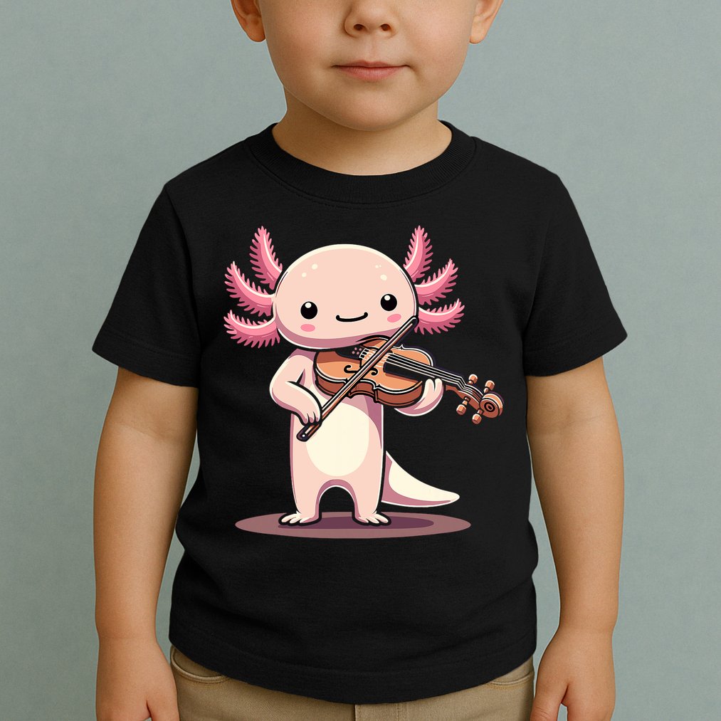 Cute Axolotl Playing Violin For Violinist Musical Orchestra Toddler T-Shirt