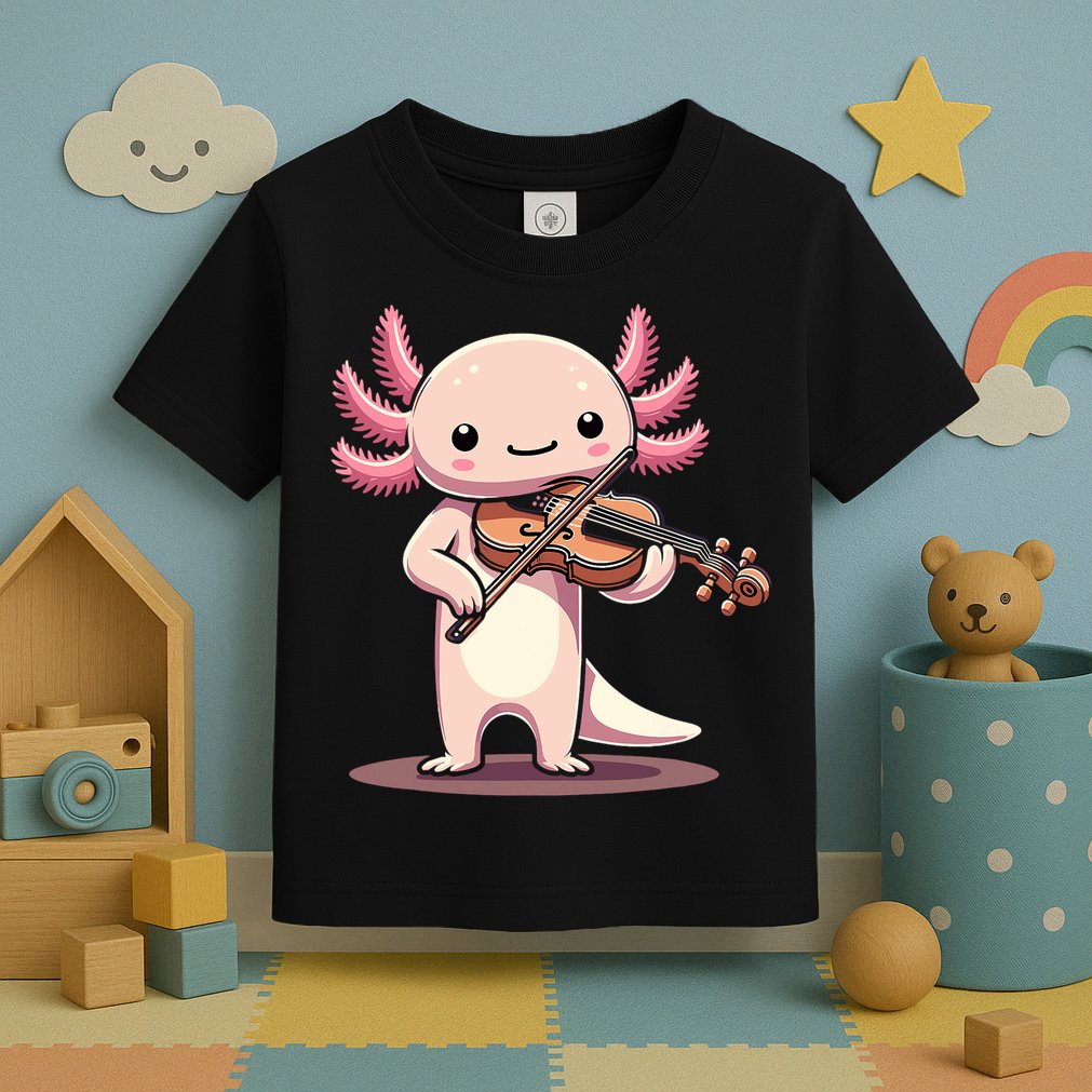 Cute Axolotl Playing Violin For Violinist Musical Orchestra Toddler T-Shirt