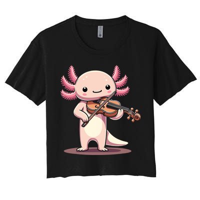 Cute Axolotl Playing Violin For Violinist Musical Orchestra Women's Crop Top Tee
