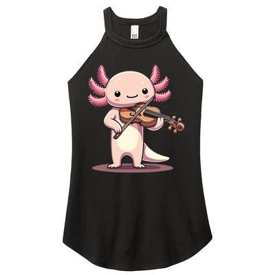 Cute Axolotl Playing Violin For Violinist Musical Orchestra Women's Perfect Tri Rocker Tank