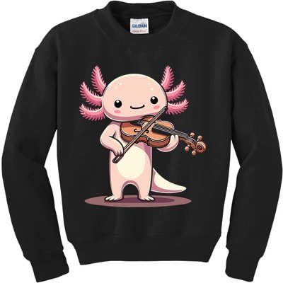Cute Axolotl Playing Violin For Violinist Musical Orchestra Kids Sweatshirt