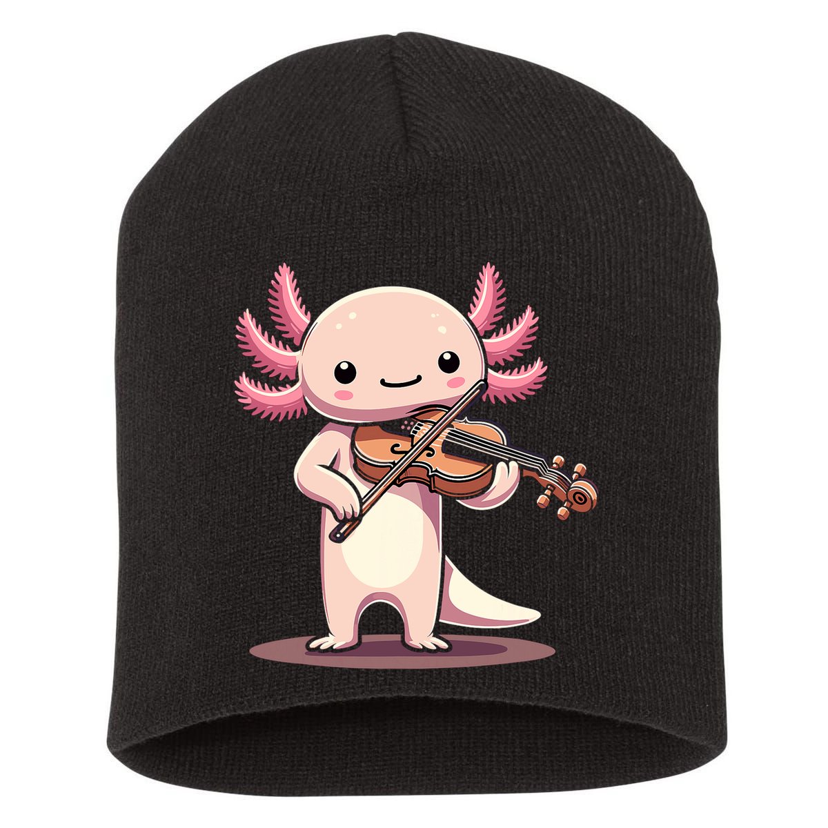 Cute Axolotl Playing Violin For Violinist Musical Orchestra Short Acrylic Beanie