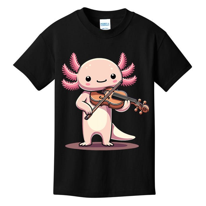 Cute Axolotl Playing Violin For Violinist Musical Orchestra Kids T-Shirt