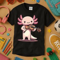 Cute Axolotl Playing Violin For Violinist Musical Orchestra Kids T-Shirt