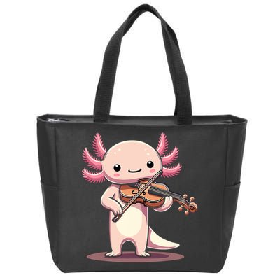 Cute Axolotl Playing Violin For Violinist Musical Orchestra Zip Tote Bag