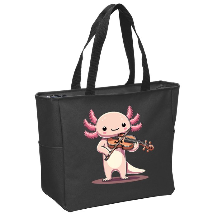 Cute Axolotl Playing Violin For Violinist Musical Orchestra Zip Tote Bag