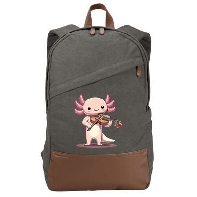 Cute Axolotl Playing Violin For Violinist Musical Orchestra Cotton Canvas Backpack