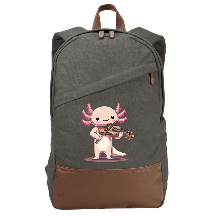 Cute Axolotl Playing Violin For Violinist Musical Orchestra Cotton Canvas Backpack