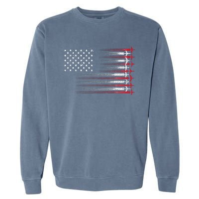 Cute Airplane Pilot Art For Women Aviation 4th Of July Garment-Dyed Sweatshirt