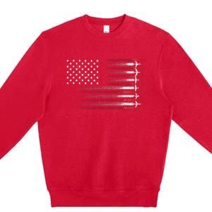 Cute Airplane Pilot Art For Women Aviation 4th Of July Premium Crewneck Sweatshirt