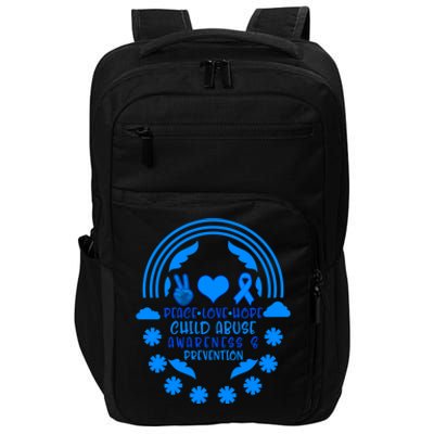 Child Abuse Prevention Month Awareness Peace Love Hope Tee Gift Impact Tech Backpack