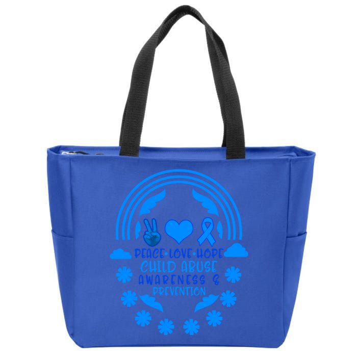 Child Abuse Prevention Month Awareness Peace Love Hope Tee Gift Zip Tote Bag