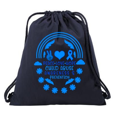 Child Abuse Prevention Month Awareness Peace Love Hope Tee Gift Drawstring Bag