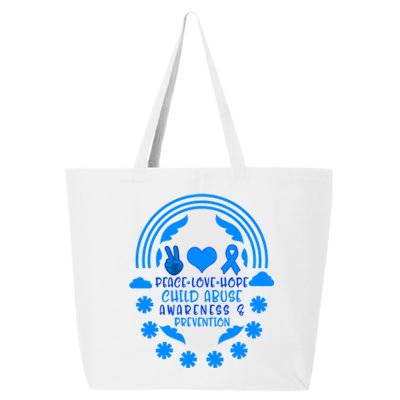 Child Abuse Prevention Month Awareness Peace Love Hope Tee Gift 25L Jumbo Tote