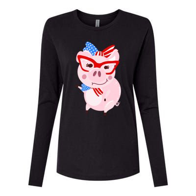 Cool American Pig Funny Pet Piggy United States Flag Gift Womens Cotton Relaxed Long Sleeve T-Shirt