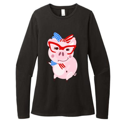 Cool American Pig Funny Pet Piggy United States Flag Gift Womens CVC Long Sleeve Shirt