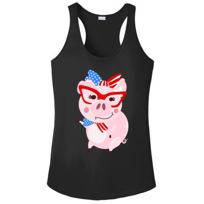 Cool American Pig Funny Pet Piggy United States Flag Gift Ladies PosiCharge Competitor Racerback Tank