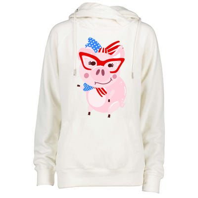 Cool American Pig Funny Pet Piggy United States Flag Gift Womens Funnel Neck Pullover Hood