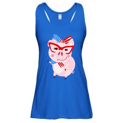 Cool American Pig Funny Pet Piggy United States Flag Gift Ladies Essential Flowy Tank