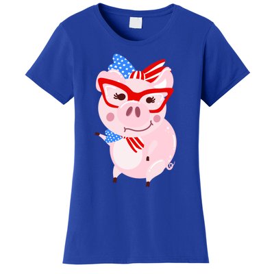 Cool American Pig Funny Pet Piggy United States Flag Gift Women's T-Shirt