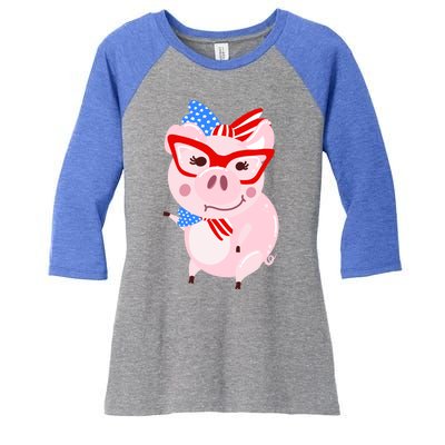 Cool American Pig Funny Pet Piggy United States Flag Gift Women's Tri-Blend 3/4-Sleeve Raglan Shirt