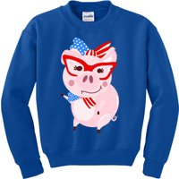 Cool American Pig Funny Pet Piggy United States Flag Gift Kids Sweatshirt