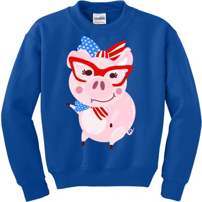 Cool American Pig Funny Pet Piggy United States Flag Gift Kids Sweatshirt