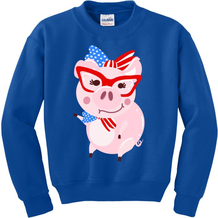 Cool American Pig Funny Pet Piggy United States Flag Gift Kids Sweatshirt