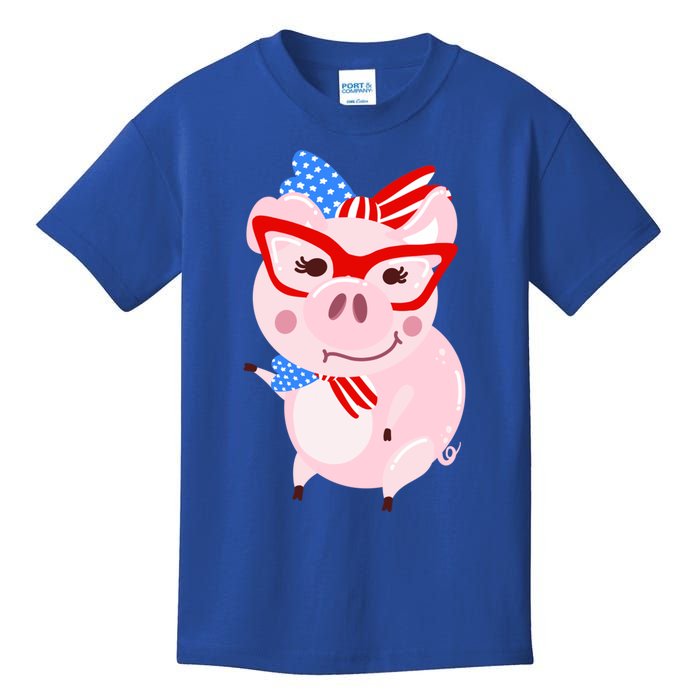 Cool American Pig Funny Pet Piggy United States Flag Gift Kids T-Shirt