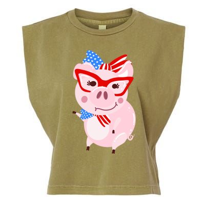 Cool American Pig Funny Pet Piggy United States Flag Gift Garment-Dyed Women's Muscle Tee