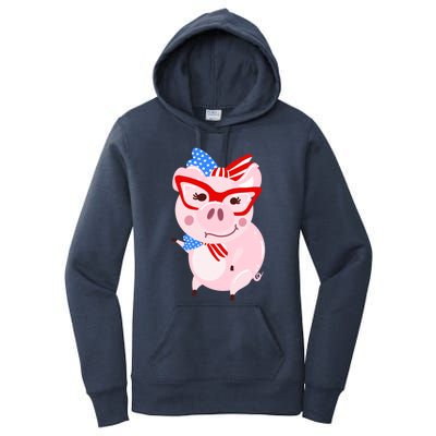 Cool American Pig Funny Pet Piggy United States Flag Gift Women's Pullover Hoodie